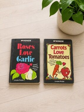 Vintage Companion Gardening Books Roses Love Garlic, Carrots Love Tomatoes 90s